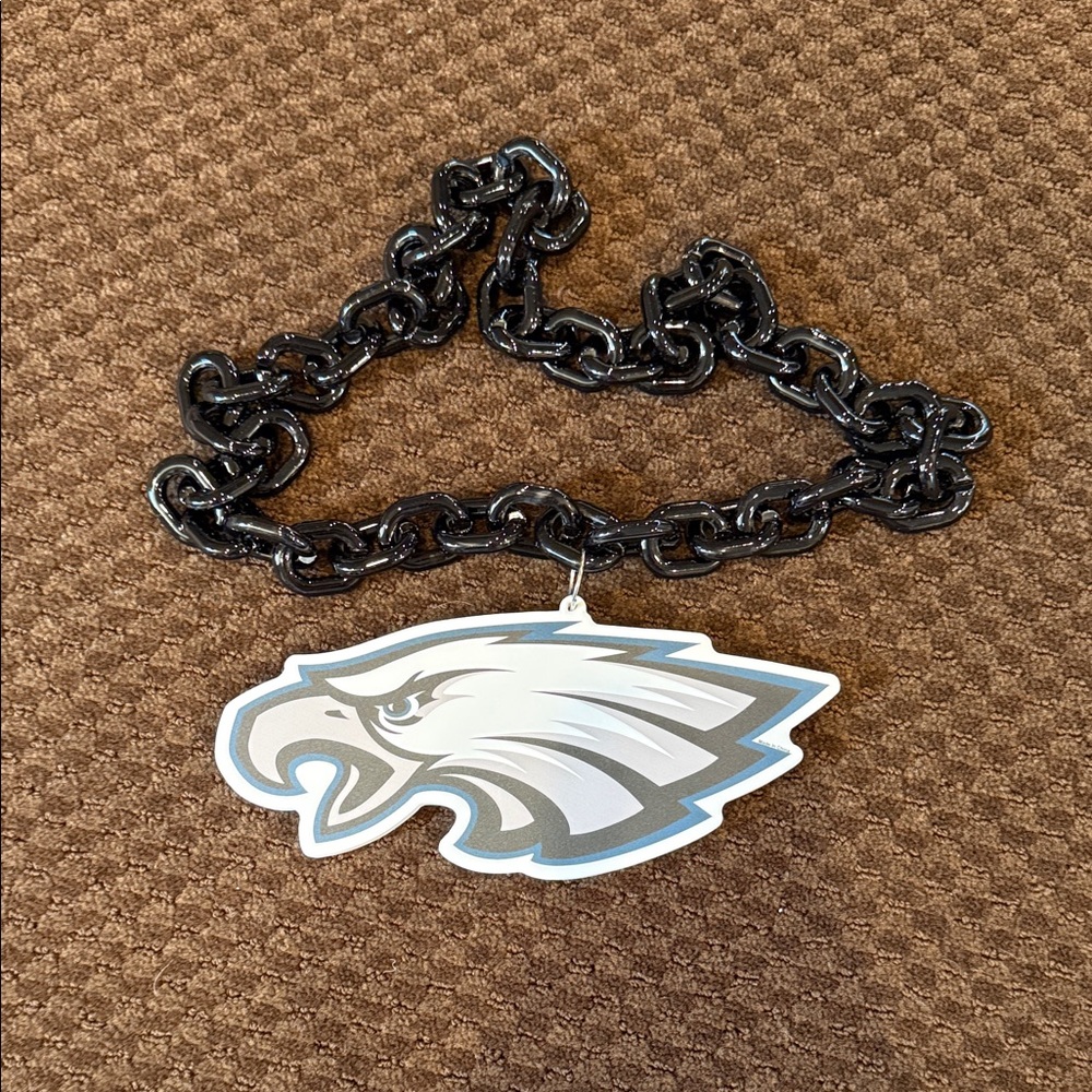 Eagles Logo Foam Pendant Necklace on oversized Black Chain